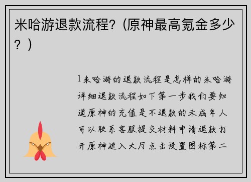 米哈游退款流程？(原神最高氪金多少？)